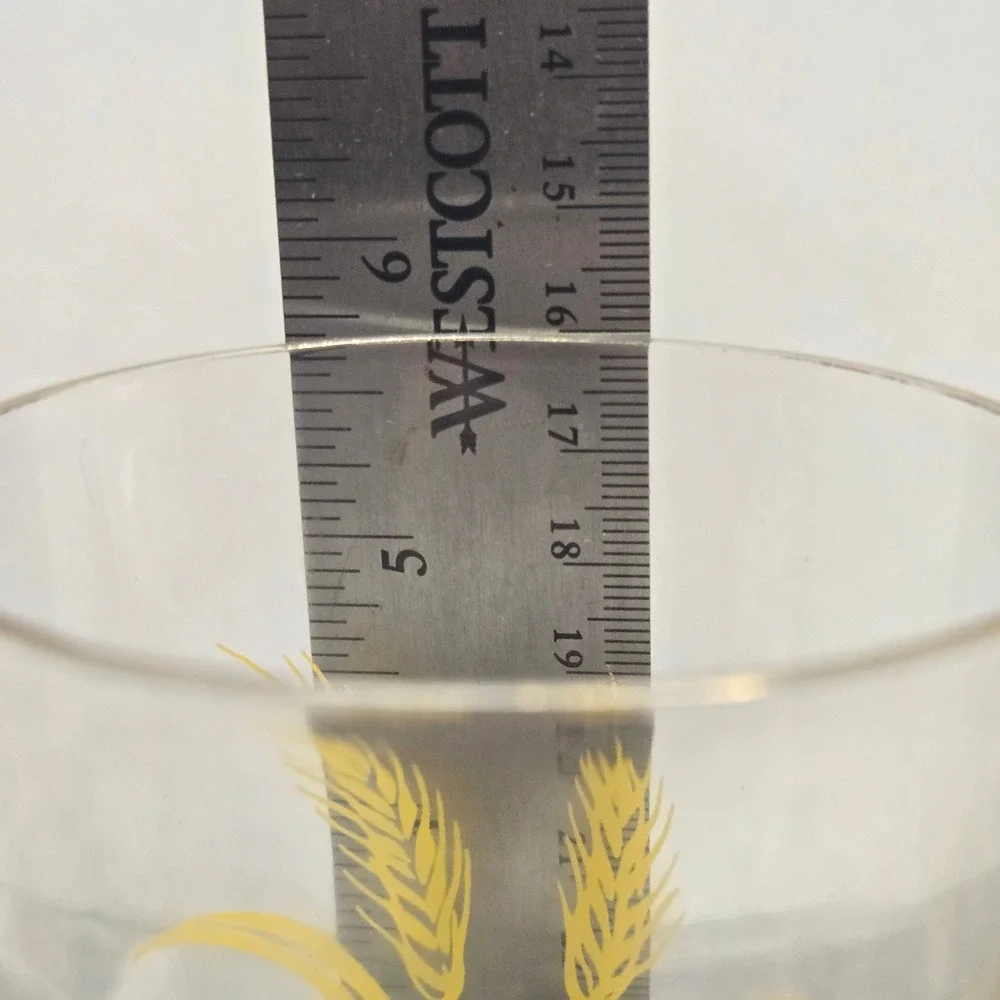 Vintage Golden Wheat Glass Tumblers Set of 4 Gold Rim Mid Century Farmhouse